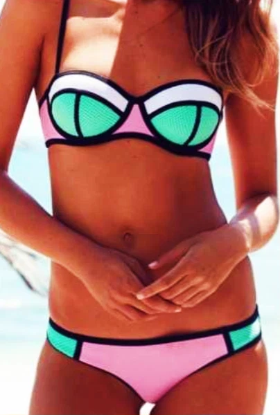 Vintage 2010s Colorblock Triangle Bikini